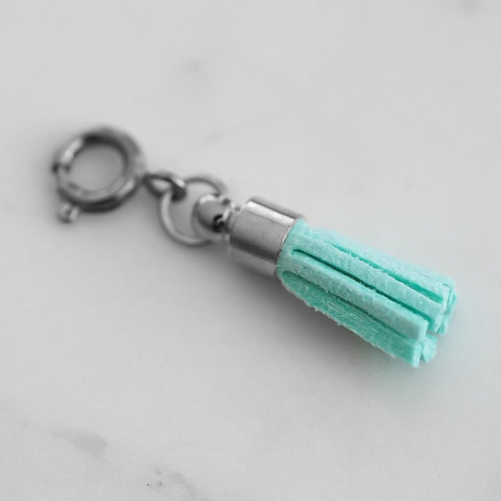 Maker Collection Silver Teal Suede Tassel Charm